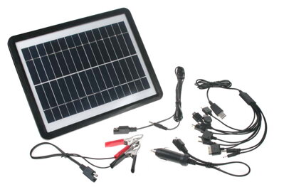 Solární nabíječka 6W pro udržovací dobíjení baterií + dobíjení mobilních telefonů