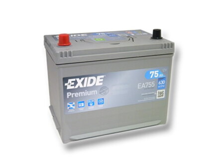 Autobaterie EXIDE Premium 75Ah, 630A, 12V, EA755