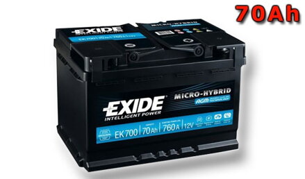 Autobaterie EXIDE START-STOP AGM 70Ah, 12V, EK700