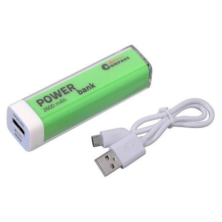 POWER BANK 2600mA zelený + 30cm kabel