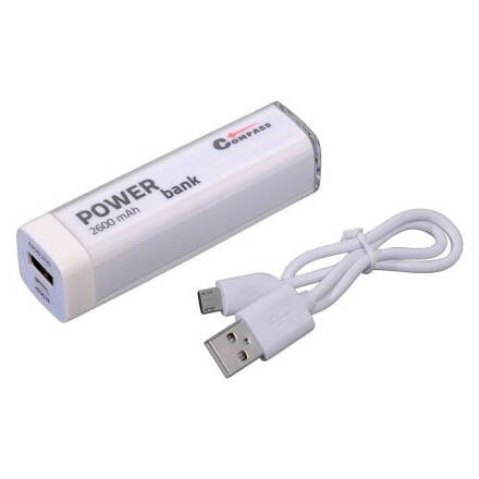 POWER BANK 2600mA bílý + 30cm kabel