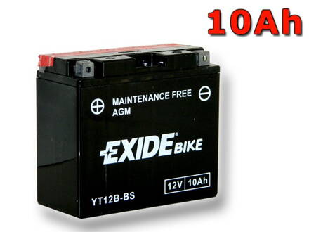 Motobaterie EXIDE BIKE Factory Sealed 10Ah, 12V, 150A, YT12B-BS
